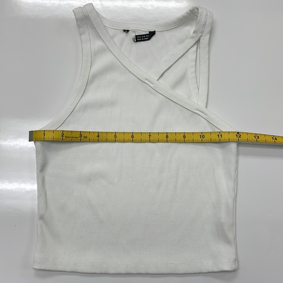White Ribbed Cropped Tank Top - Picture 6 of 13